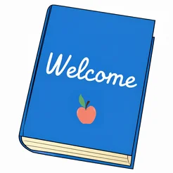 Free book club welcome clipart with a book and apple